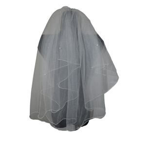 First Communion Headband Short Veil with Rhinestones